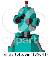 Greenish Robot With Dome Head And Three Eyed And Single Led Antenna