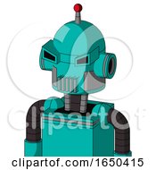 Greenish Robot With Dome Head And Vent Mouth And Angry Eyes And Single Led Antenna
