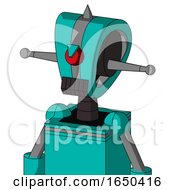 Greenish Robot With Droid Head And Dark Tooth Mouth And Angry Cyclops And Spike Tip
