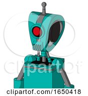 Greenish Robot With Droid Head And Speakers Mouth And Cyclops Eye And Single Antenna