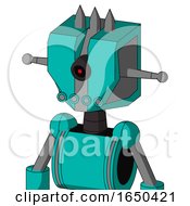 Greenish Robot With Mechanical Head And Pipes Mouth And Black Cyclops Eye And Three Spiked
