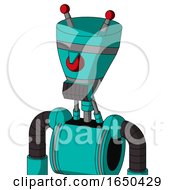 Greenish Robot With Vase Head And Dark Tooth Mouth And Angry Cyclops And Double Led Antenna