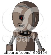 Gray Robot With Bubble Head And Happy Mouth And Black Cyclops Eye