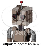 Gray Robot With Cube Head And Three Eyed And Single Led Antenna