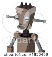 Gray Robot With Cylinder Conic Head And Round Mouth And Two Eyes And Three Dark Spikes
