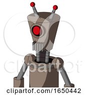 Gray Robot With Cylinder Conic Head And Vent Mouth And Cyclops Eye And Double Led Antenna