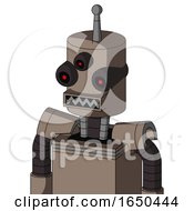 Gray Robot With Cylinder Head And Square Mouth And Three Eyed And Single Antenna