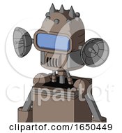 Gray Robot With Dome Head And Speakers Mouth And Large Blue Visor Eye And Three Spiked