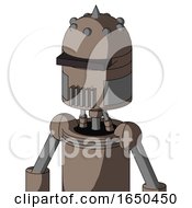 Gray Robot With Dome Head And Vent Mouth And Black Visor Cyclops And Spike Tip
