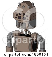 Gray Robot With Dome Head And Vent Mouth And Bug Eyes