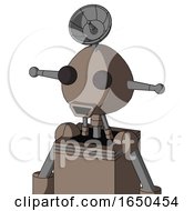 Gray Robot With Rounded Head And Happy Mouth And Two Eyes And Radar Dish Hat