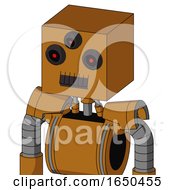 Dirty Orange Mech With Box Head And Dark Tooth Mouth And Three Eyed