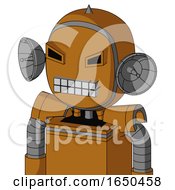 Dirty Orange Mech With Bubble Head And Keyboard Mouth And Angry Eyes And Spike Tip
