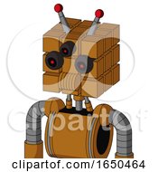 Dirty Orange Mech With Cube Head And Speakers Mouth And Three Eyed And Double Led Antenna