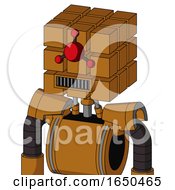 Dirty Orange Mech With Cube Head And Square Mouth And Cyclops Compound Eyes
