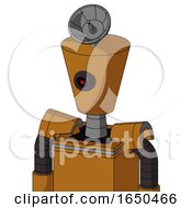 Dirty Orange Mech With Cylinder Conic Head And Black Cyclops Eye And Radar Dish Hat
