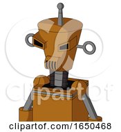 Dirty Orange Mech With Cylinder Conic Head And Speakers Mouth And Angry Eyes And Single Antenna