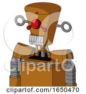 Dirty Orange Mech With Cylinder Conic Head And Teeth Mouth And Cyclops Compound Eyes