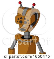 Dirty Orange Mech With Droid Head And Round Mouth And Bug Eyes And Double Led Antenna