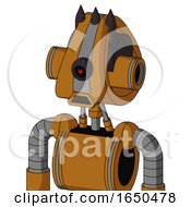 Dirty Orange Mech With Droid Head And Sad Mouth And Black Cyclops Eye And Three Dark Spikes