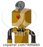 Dark Yellow Automaton With Box Head And Speakers Mouth And Angry Cyclops And Radar Dish Hat