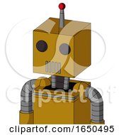 Dark Yellow Automaton With Box Head And Vent Mouth And Two Eyes And Single Led Antenna