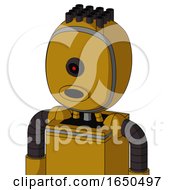 Dark Yellow Automaton With Bubble Head And Round Mouth And Black Cyclops Eye And Pipe Hair