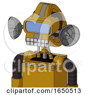 Dark Yellow Automaton With Droid Head And Keyboard Mouth And Large Blue Visor Eye