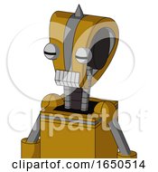 Dark Yellow Automaton With Droid Head And Teeth Mouth And Two Eyes And Spike Tip