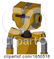Dark Yellow Automaton With Mechanical Head And Speakers Mouth And Black Visor Cyclops