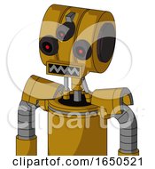 Dark Yellow Automaton With Multi Toroid Head And Square Mouth And Three Eyed
