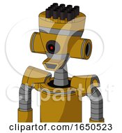 Dark Yellow Automaton With Vase Head And Happy Mouth And Black Cyclops Eye And Pipe Hair
