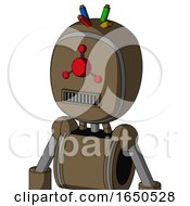 Cardboard Automaton With Bubble Head And Square Mouth And Cyclops Compound Eyes And Wire Hair