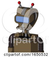 Cardboard Automaton With Droid Head And Pipes Mouth And Large Blue Visor Eye And Double Led Antenna
