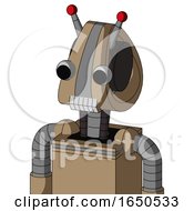 Cardboard Automaton With Droid Head And Teeth Mouth And Two Eyes And Double Led Antenna