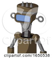 Cardboard Automaton With Vase Head And Large Blue Visor Eye And Three Spiked