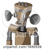 Cardboard Automaton With Vase Head And Round Mouth And Two Eyes And Three Spiked