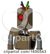 Cardboard Droid With Cylinder Head And Round Mouth And Cyclops Eye And Wire Hair