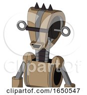 Cardboard Droid With Droid Head And Happy Mouth And Black Visor Cyclops And Three Dark Spikes