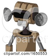 Cardboard Droid With Multi Toroid Head And Teeth Mouth And Black Visor Eye