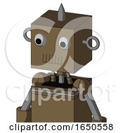 Cardboard Mech With Box Head And Toothy Mouth And Two Eyes And Spike Tip