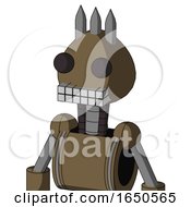 Cardboard Mech With Rounded Head And Keyboard Mouth And Two Eyes And Three Spiked