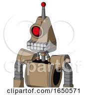 Cardboard Robot With Cone Head And Keyboard Mouth And Cyclops Eye And Single Led Antenna