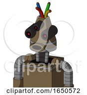 Cardboard Robot With Cone Head And Round Mouth And Three Eyed And Wire Hair