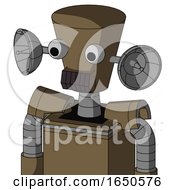 Cardboard Robot With Cylinder Conic Head And Dark Tooth Mouth And Two Eyes