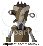 Cardboard Robot With Cylinder Conic Head And Pipes Mouth And Angry Eyes And Three Dark Spikes