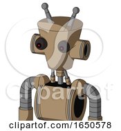 Cardboard Robot With Cylinder Conic Head And Red Eyed And Double Antenna
