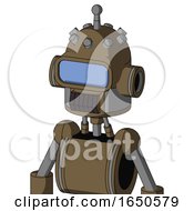 Cardboard Robot With Dome Head And Dark Tooth Mouth And Large Blue Visor Eye And Single Antenna