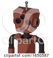 Brown Droid With Box Head And Speakers Mouth And Three Eyed And Single Antenna