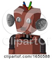 Brown Droid With Box Head And Speakers Mouth And Two Eyes And Wire Hair